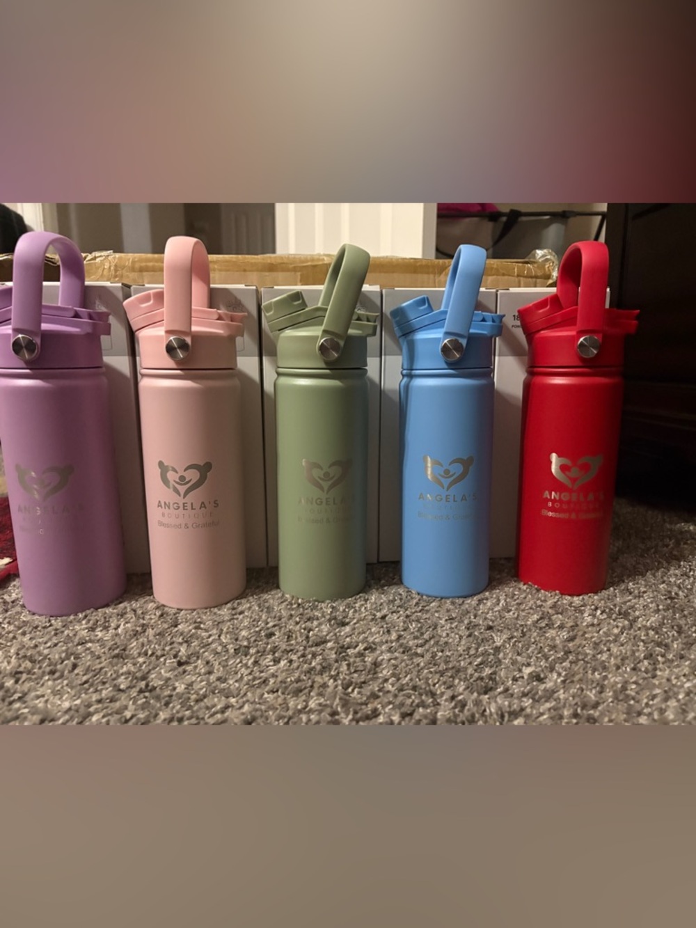 18oz Powder Coated Water Bottle - White Box Display